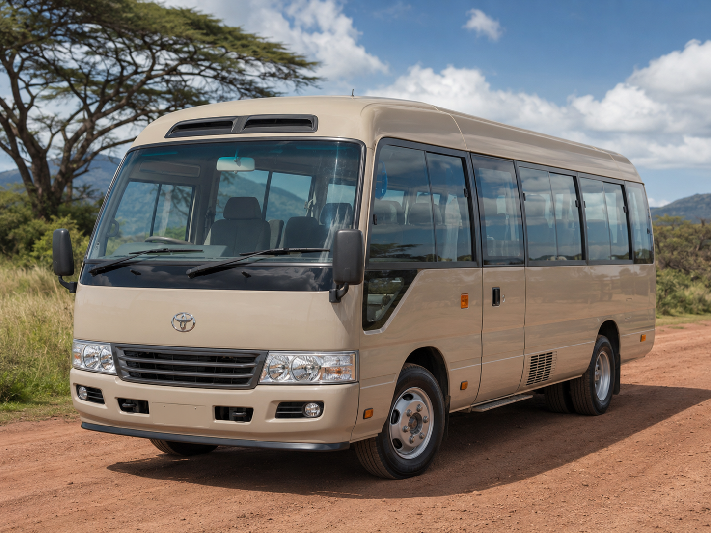 Toyota Coaster Bus for hire in Uganda and Rwanda